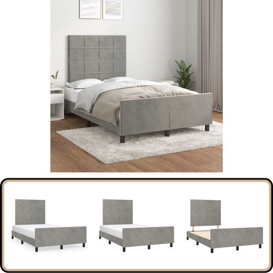 vidaXL Bedframe - 120x200 cm - Fluweel - Lichtgrijs