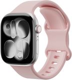 Selected by GSMpunt.nl SBG Siliconen Bandje Geschikt voor Apple Watch 1/2/3/4/5/6/7/8/9/10/11/SE - 38/40/41/42MM - Horlogebandje Licht Roze