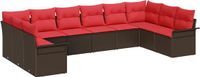 vidaXL Tuinbank - Set - 10 - st - Bruin - poly - rattan
