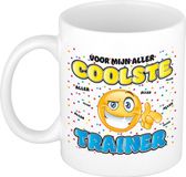 Bellatio Decorations mok voor trainer - grappig - keramiek - 300 ml - blauw