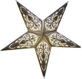 Merkloos / Sans marque Hadicke Gmbh & Co. Kg Decoratie kerstster - wit/zilver - 60 cm - papier - 5 punten - hangend - kerststerren