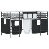 vidaXL Bunkbed voor kinderen met gordijnen effen zwart 80 x 200 cm