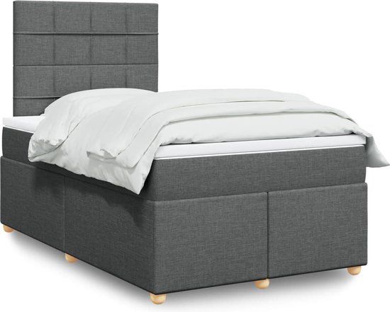 vidaXL Boxspring met matras stof donkergrijs 120x200 cm