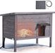 VEVOR Buitenkattenhuis 870 X 535 X 690 mm, Houten Kattenhut, Winterbestendige Kattengrot met 30 W Verwarmingsmat, Pvc Vouwdeur & Asfalt Dak, Kattenhuis voor 1-3 Katten In De Winter