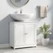 Meuble sous lavabo 60x30x60 cm blanc - Armoire sous vasque 2 portes avec étagère intérieure - Rangement salle de bain en bois