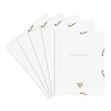 Clairefontaine 104514C - Een Pakket van 5 Flying Spirit Elastomappen met 3 Kleppen 24x32 cm - Witte Gelamineerde Kartonnen Omslag Mat met Gouden Afwerking - 5 assorti illustraties