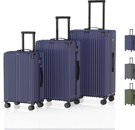 Voyagoux® - Reiskoffer set - 3 stuks - Donkerblauw - TSA Slot