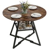 HOMCOM Eettafel - Spaanplaat, Metaal - 100L x 100B x 76H cm - Rustiek Bruin