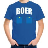 Bellatio Decorations Shoppartners Bv Boer met zakken icoon verkleed t-shirt blauw voor kinderen - Boeren carnaval / feest shirt kleding / kostuum 134/140
