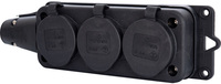 Power Contactdoos 3-voudig rubber randaarde zwart IP44