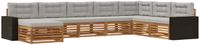 vidaXL - Hoek loungeset - 8 zitplekken - Naturel en lichtgrijs - Massief Acacia Hout