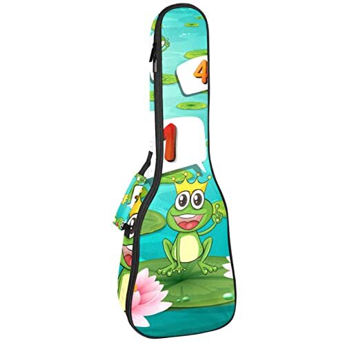 Mersov Tenor Ukelele Gigbag Waterdichte Ukelele Case Gewatteerde Rugzak, Geweldig voor Sopraan Concert (21/23/24") Tellen Nummers Met Groene Kikkers