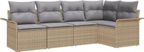 vidaXL Tuinbank Set 5 zitplaatsen Beige Polyrattan Hoek loungeset