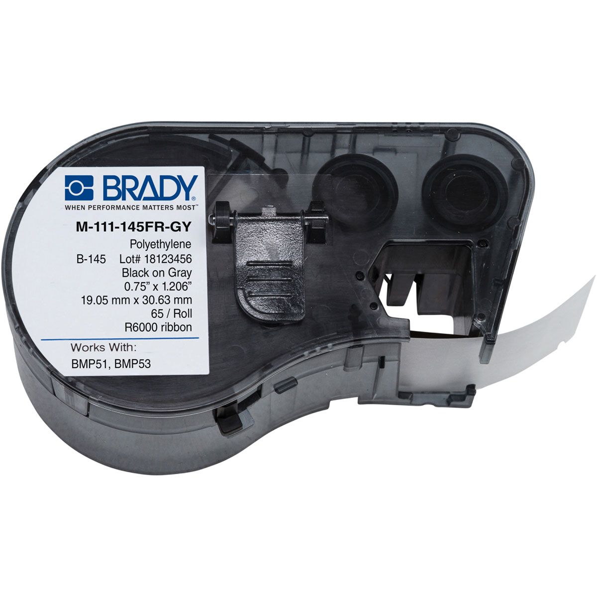Brady M-111-145FR-GY Label Printer Labels, Polyethylene, Grey, -40 - 100°C