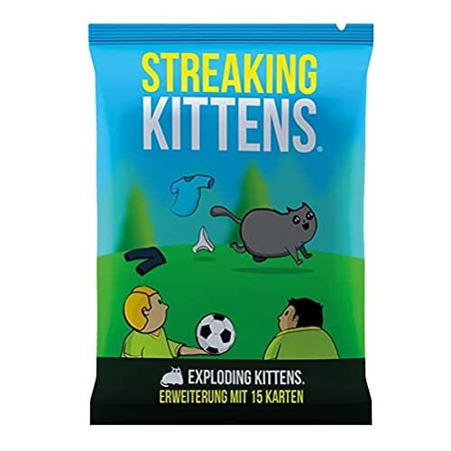 Exploding Kittens Asmodee - Streaking Kittens | Uitbreiding | Partyspel | Kaartspel | 2-5 spelers | Vanaf 7+ jaar | 15+ minuten speeltijd | Duits