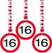 Folat Bv 16 jaar verjaardag versiering rotorspiralen plafond - verkeersborden - 3x stuks - feestartikelen - papier