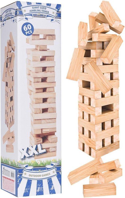 Outdoor Games Stapeltoren - Evenwichtspel - XXL - 60-delig - Hout