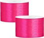 Partydeco Cadeaulint - 2x - Fuchsia - 5 cm x 25 meter - Satijn