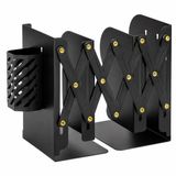 VHV - Telescopische Boekenhouder - Metalen Bureau Organizer met Pennenbak - Zwart