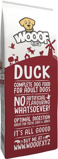 WOOOF Eend 14kg - Geperst hondenvoer - Hypoallergeen