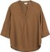 s.Oliver Linnenmix blouse met omslag Driekwart mouw V-hals Bruin Maat 44