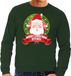 Bellatio Decorations Foute kersttrui - sweater - groen - Kerstman met hartjes ogen - Merry Christmas Bitches - voor heren L