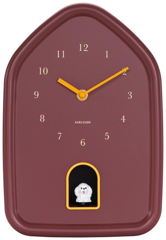 Karlsson Wandklok Modern Doggy - Rood - 29.1x20x29.1cm