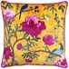 Riva Paoletti Chinoiserie Kussenhoes - Goud Geel - Chinoiserie Bloem Vogelprint - Gepaneerde Randen - Machine Wasbaar - 100% Polyester - 50 X 50cm