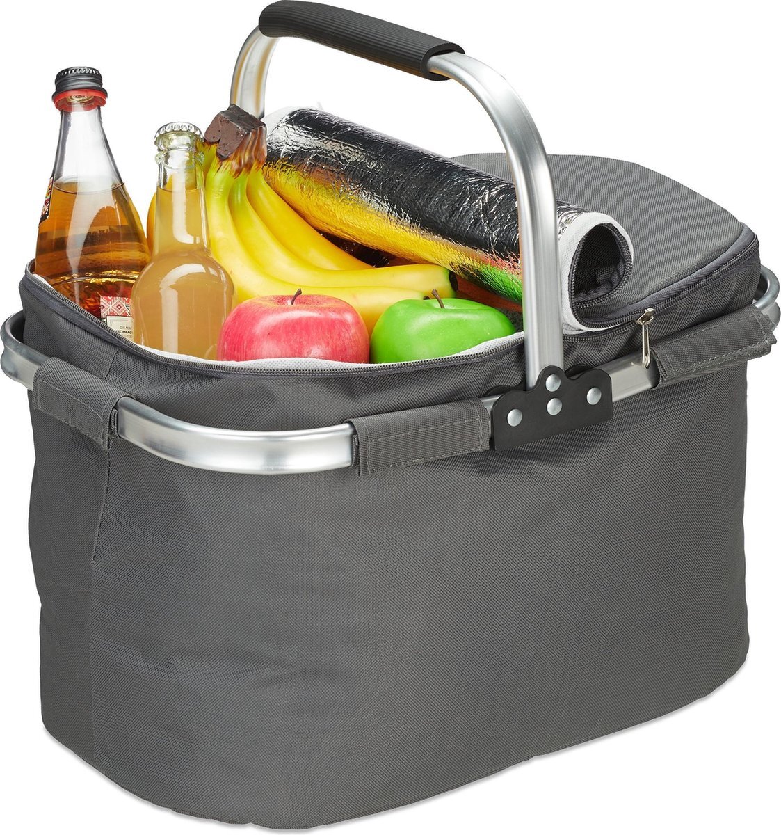 Relaxdays boodschappenmand - boodschappentas - picknickmand - mandje - koeltas - 27 liter