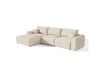 Canapé d'angle gauche convertible avec coffre 5 places en velours côtelé beige