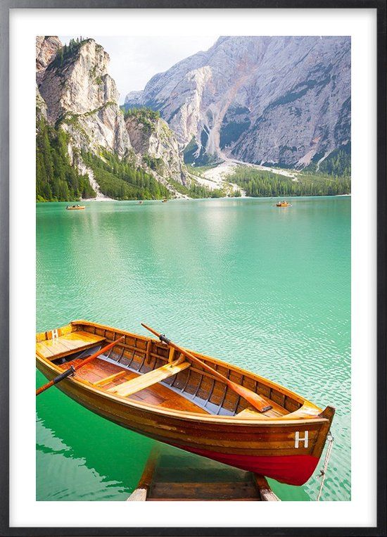 Posterdeco Poster Met Zwarte Lijst - Dolomiti Berg Poster - Hout - Zwart - Rechthoek - 21x30 cm
