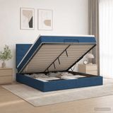 vidaXL Ottomaans Bed met Matras en LED Blauw 140 x 190 cm Stof