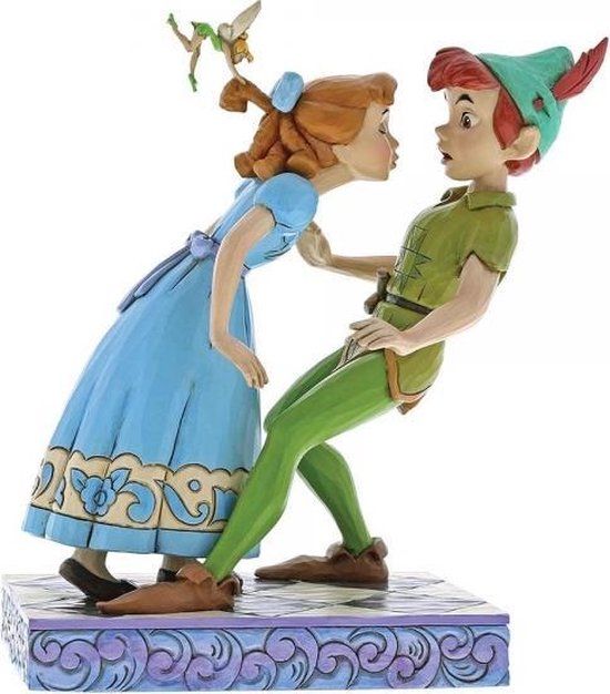Disney Traditions (Jim Shore) Disney beeldje - An Unexpected Kiss - Peter Pan, Wendy & Tinker Bell