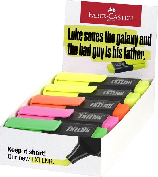 Faber-Castell tekstmarker TXTLNR - mini - 10 stuks - assorti neonkleuren