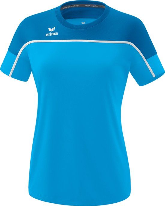 Erima Change T-Shirt Dames - Curaçao / Wit - Maat 36