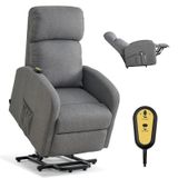 VEVOR Fauteuil électrique, fauteuil inclinable réglable en continu, fauteuil pour personnes âgées avec revêtement en lin, mousse de haute qualité, poches latérales, télécommande, fauteuil de massage, gris clair