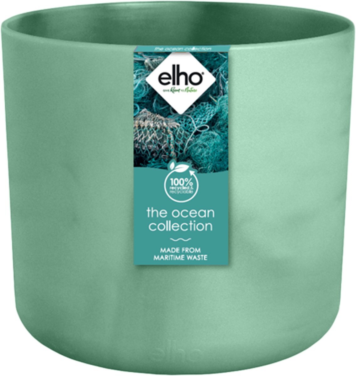 elho The Ocean Collection Round 22 - Bloempot van 100% gerecycled plastic - Ø 22,3 x H 20,4 - Groen/Pacifisch Groen