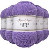 Utopia Crafts Velvet Lux Chenille superzacht grof garen voor breien en haken, 5 x 100 g (zachte lavendel)