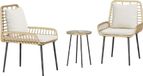 Table de jardin 3 pièces poly rotin marron et crème
