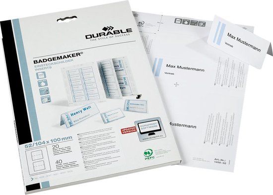 Durable 1458 Tafelnaambord insteekkaartjes A4