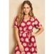 Lofty Manner Korte Jurk met Ceintuur en All Over Print - Rood