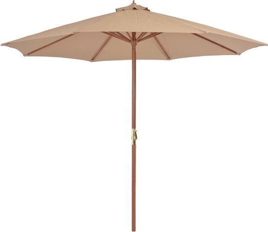 vidaXL Tuinparasol met houten paal 300 cm taupe