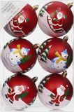 Inge-glas 12x Rode kerstballen 8 cm kunststof met print - onbreekbaar - kerstboomversiering - rood