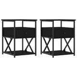 VidaXL Nachtkastjes 2 stuks 40x42x55 cm bewerkt hout zwart
