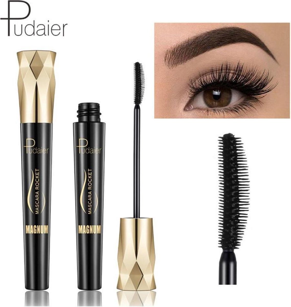 Pudaier - Liquid Mascara Zwart - Krullende mascara - Verlengende mascara - Volumineus - Sneldrogende Mascara - Waterproof