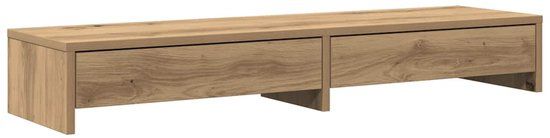 vidaXL Monitorstandaard met lades, 100 x 27 x 15 cm, hout, handgemaakt, eiken