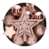 House of Seasons Kerstballen met ster piek set - 40-delig - lichtroze - kunststof