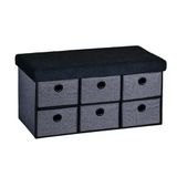 Kesper 15953 Zitbank met opbergdozen en zitkussens in teddystof, materiaal: FSC-gecertificeerde vezelplaat, afmetingen: 76 x 38 x 38 cm, kleur: grijs/zwart