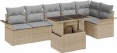 Maison Exclusive - Ensemble de canapé de jardin, 7 pièces, beige [Synthétique] : Rotin synthétique