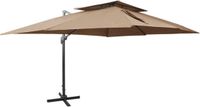 vidaXL Zweefparasol met dubbel dak 400x300 cm taupe